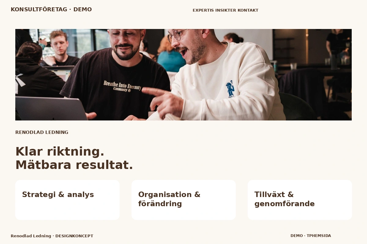 Renodlad Ledning – relaterat designförslag för konsultföretag