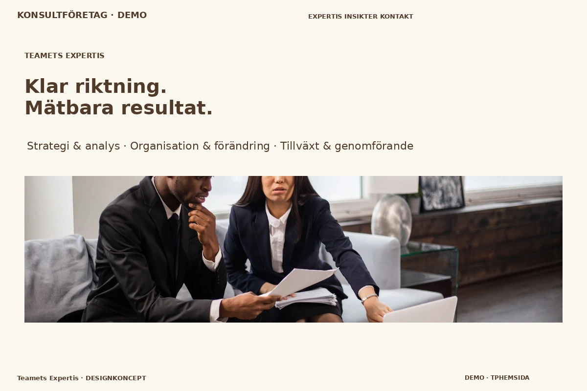 Teamets Expertis – relaterat designförslag för konsultföretag