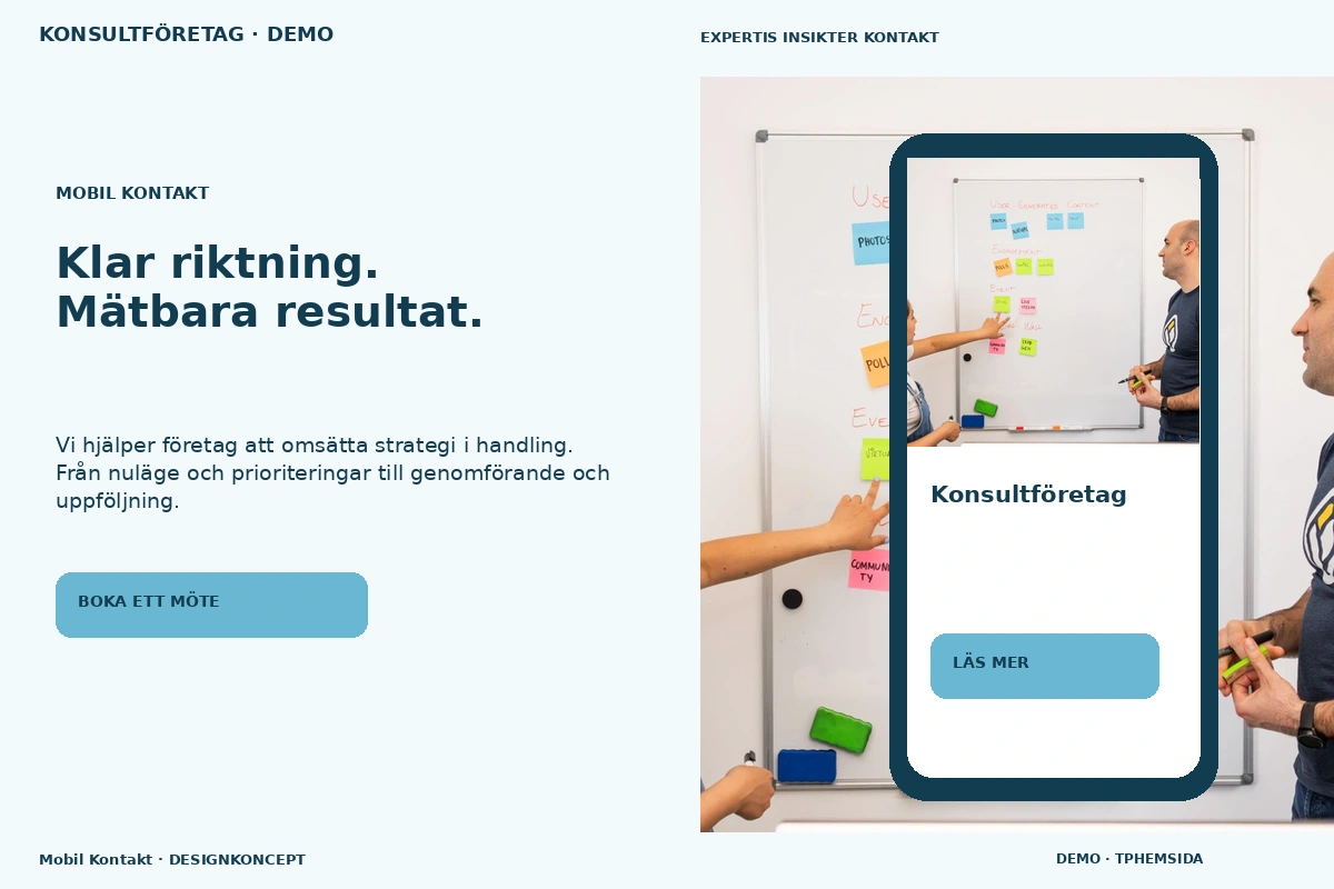 Mobil Kontakt – relaterat designförslag för konsultföretag