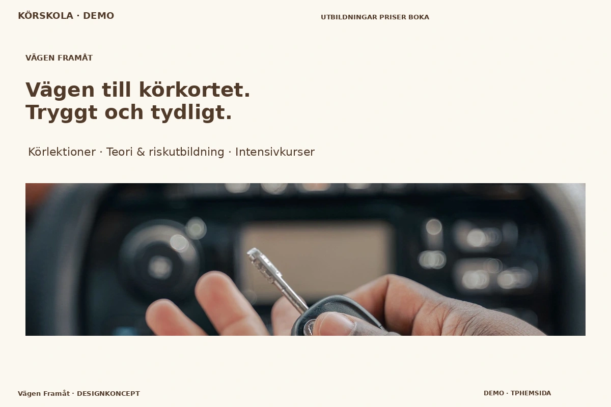 Vägen Framåt – relaterat designförslag för körskola