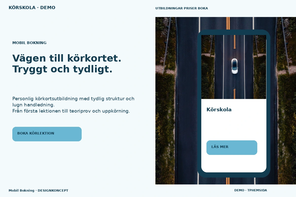 Mobil Bokning – designförslag för körskola