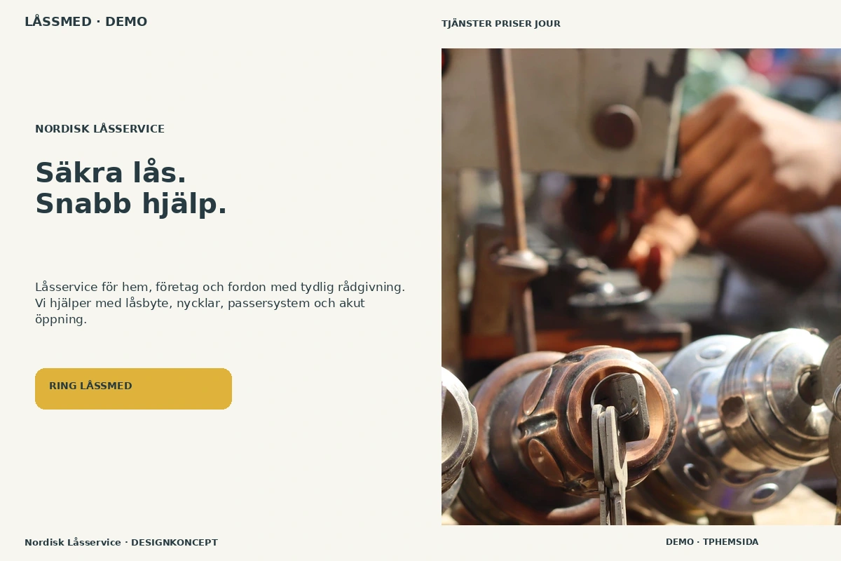 Nordisk Låsservice – relaterat designförslag för låssmed