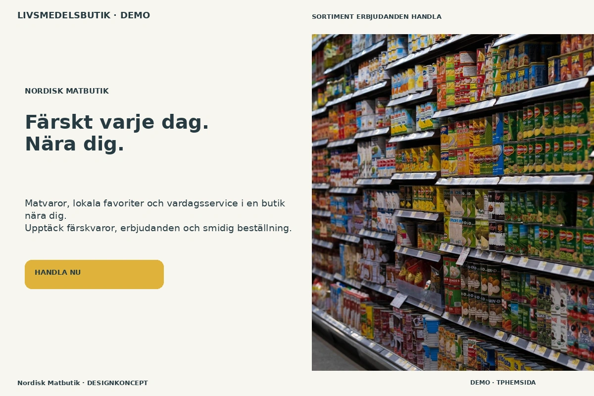 Nordisk Matbutik – designförslag för livsmedelsbutik