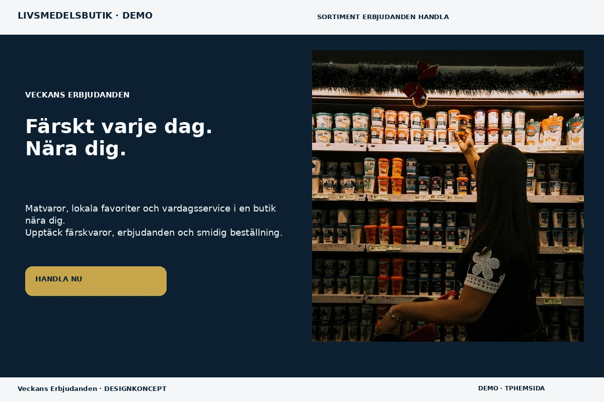 Veckans Erbjudanden – relaterat designförslag för livsmedelsbutik