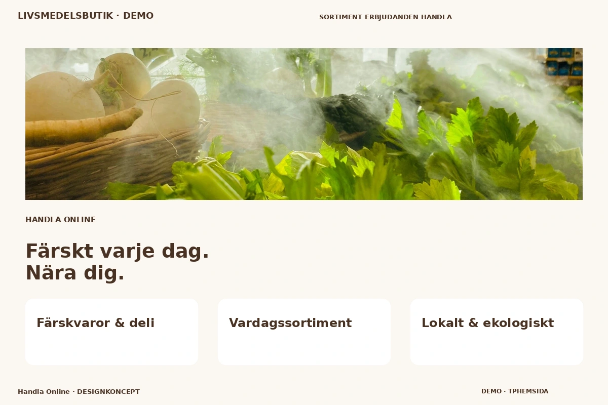 Handla Online – relaterat designförslag för livsmedelsbutik