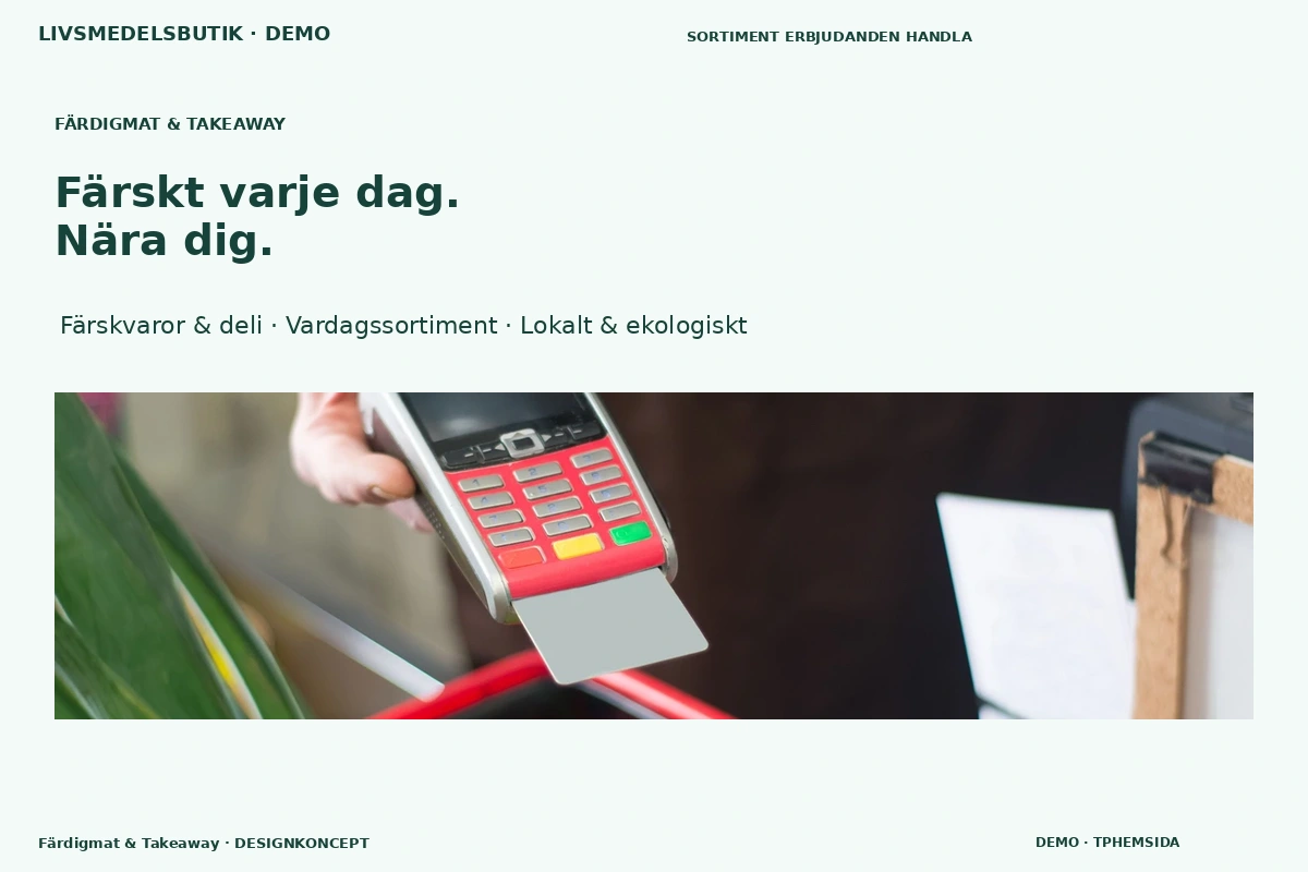 Färdigmat & Takeaway – designförslag för livsmedelsbutik