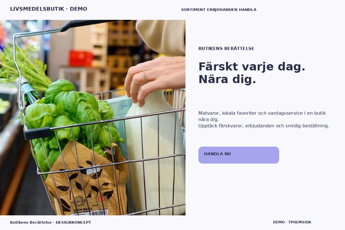 Butikens Berättelse – relaterat designförslag för livsmedelsbutik