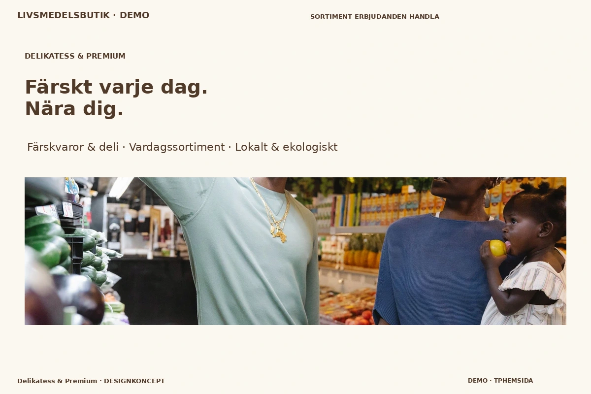 Delikatess & Premium – relaterat designförslag för livsmedelsbutik