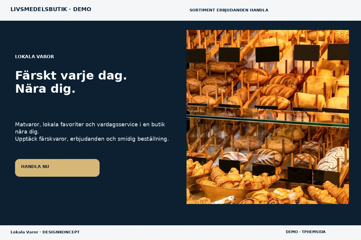 Lokala Varor – relaterat designförslag för livsmedelsbutik