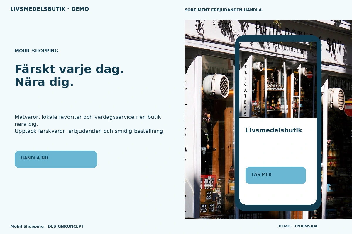 Mobil Shopping – relaterat designförslag för livsmedelsbutik