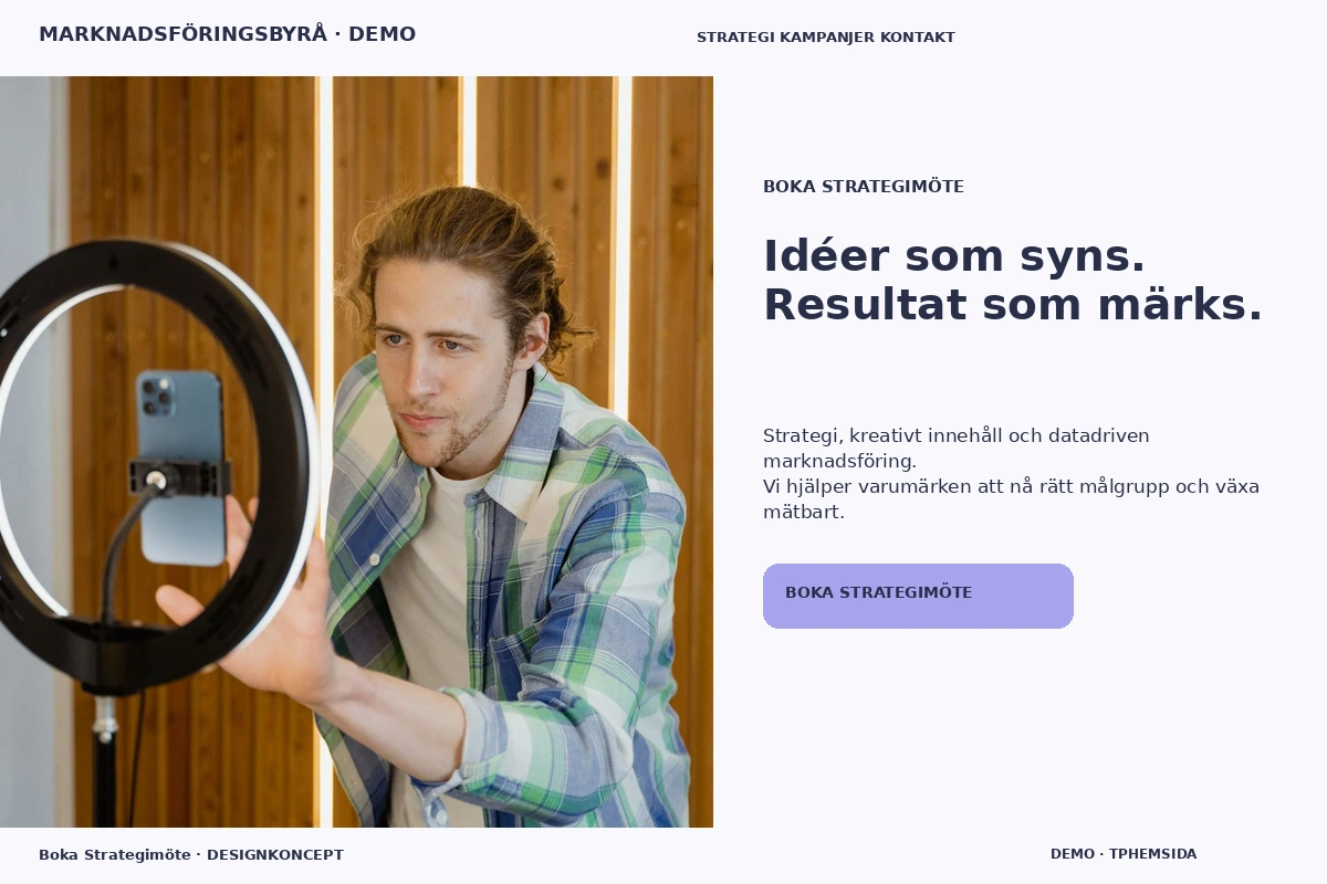 Boka Strategimöte – designförslag för marknadsföringsbyrå