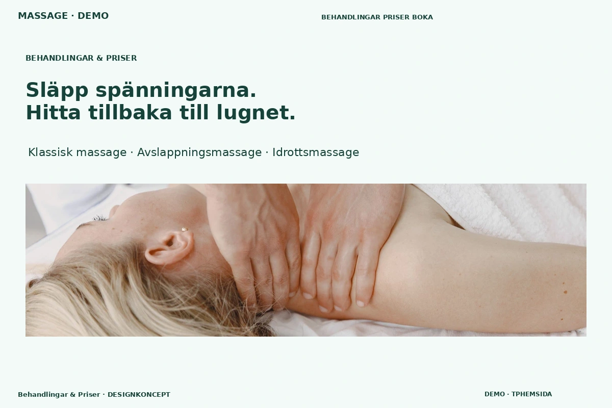 Behandlingar & Priser – designförslag för massage