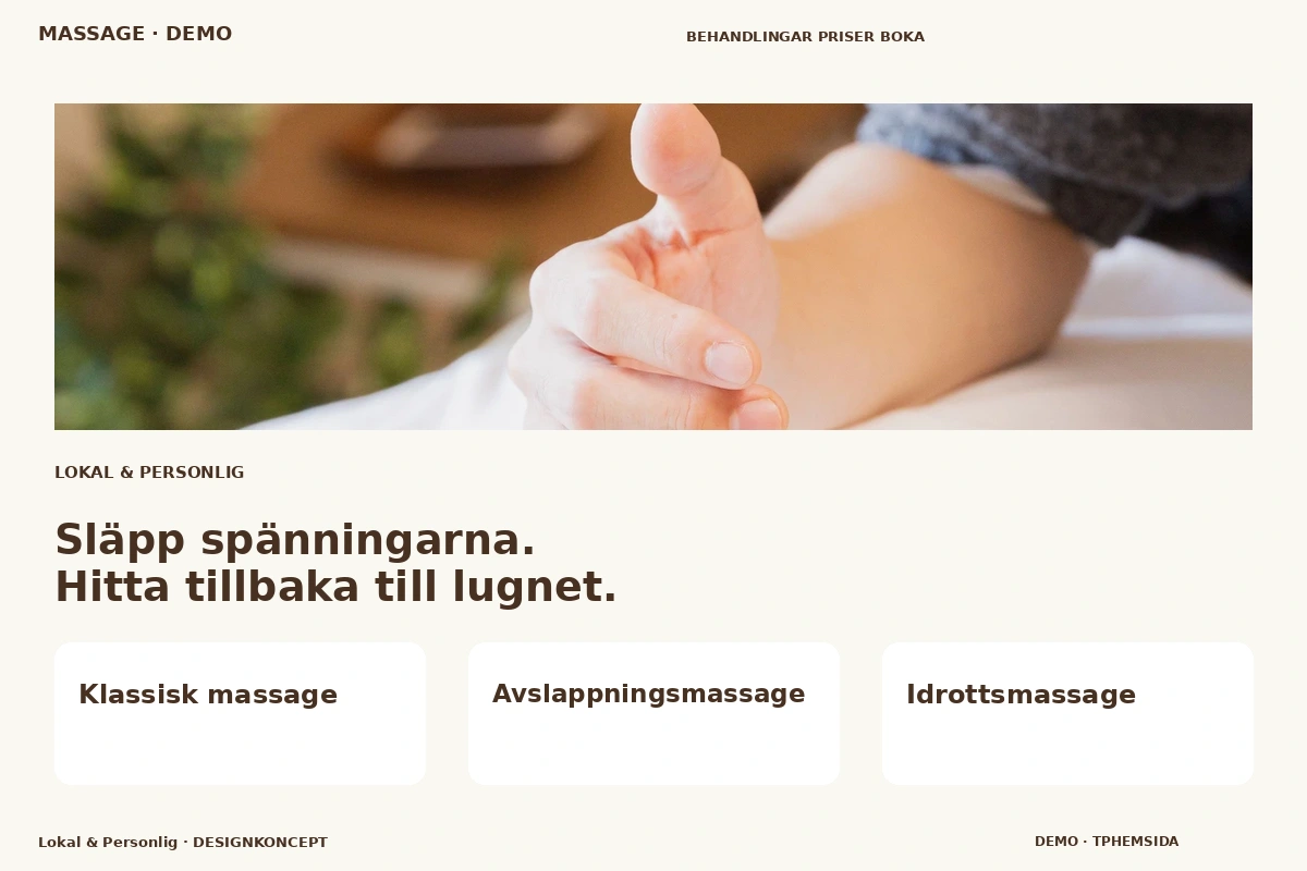 Lokal & Personlig – designförslag för massage