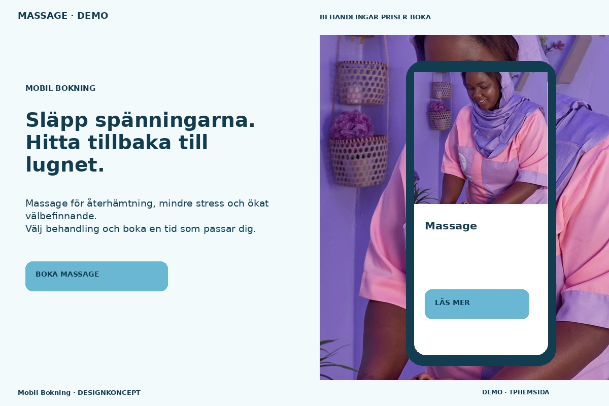 Mobil Bokning – designförslag för massage