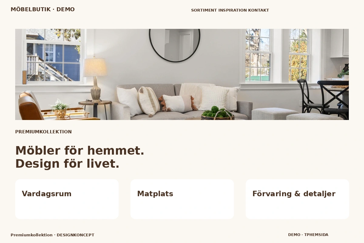 Premiumkollektion – relaterat designförslag för möbelbutik