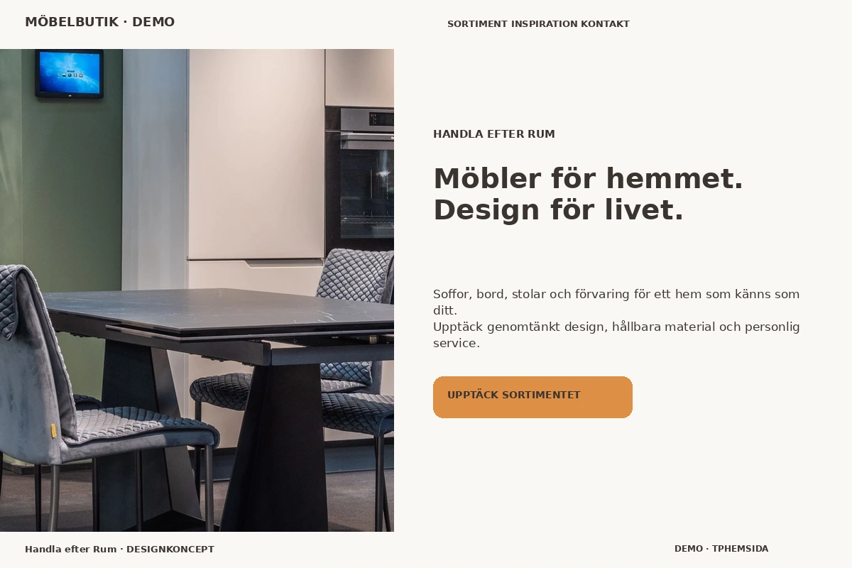 Handla efter Rum – designförslag för möbelbutik