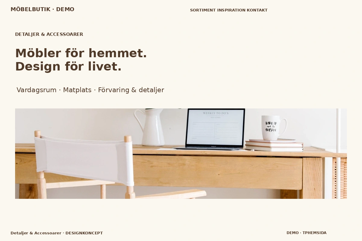 Detaljer & Accessoarer – relaterat designförslag för möbelbutik