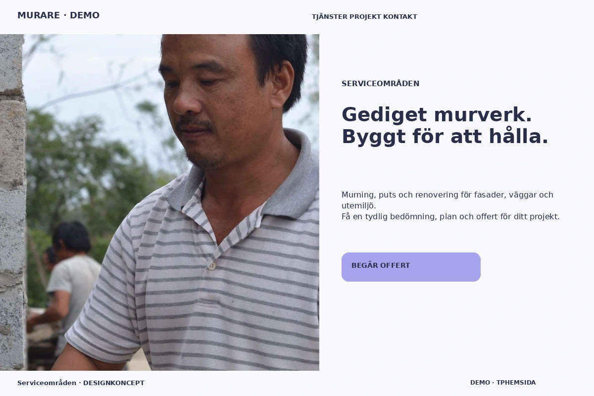 Serviceområden – designförslag för murare