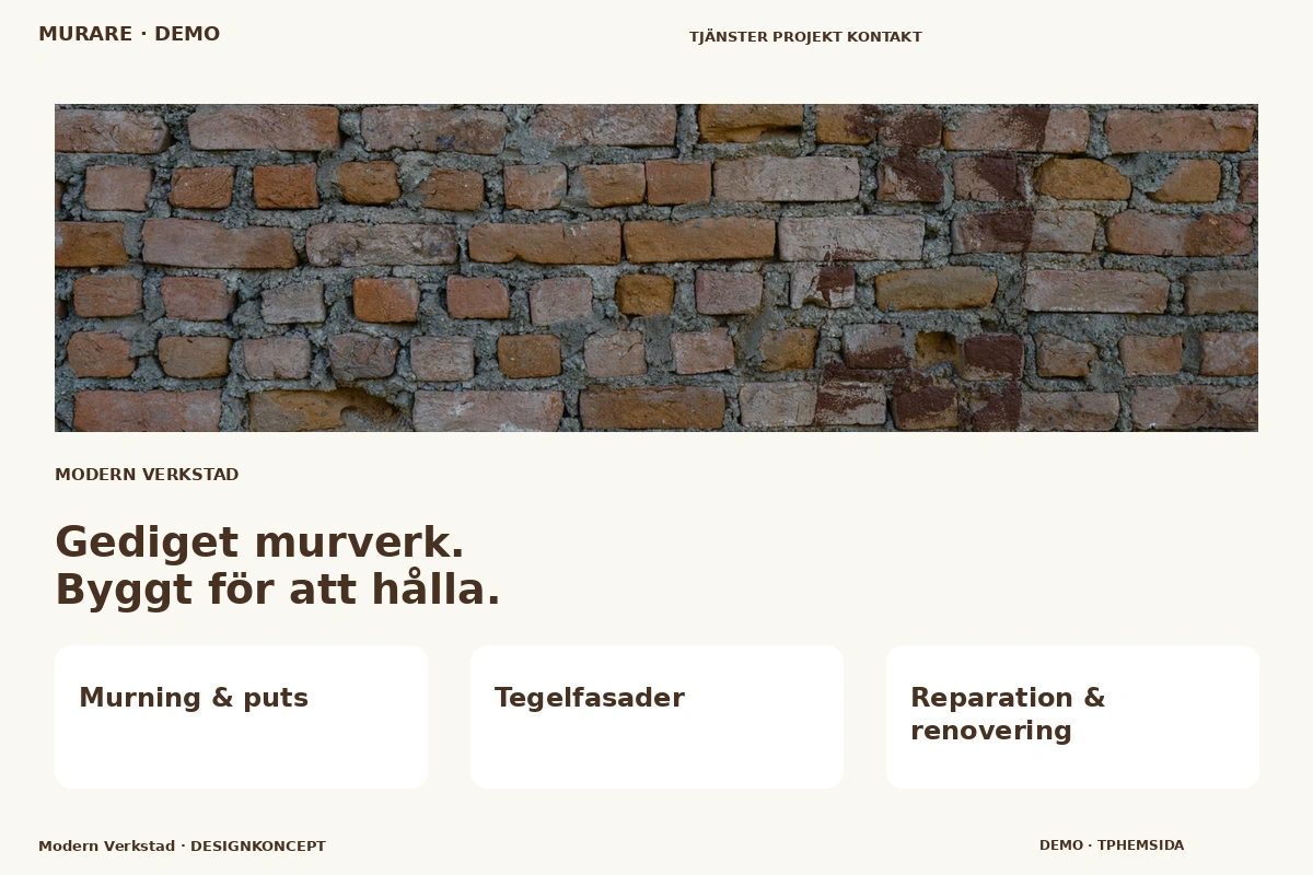 Modern Verkstad – designförslag för murare