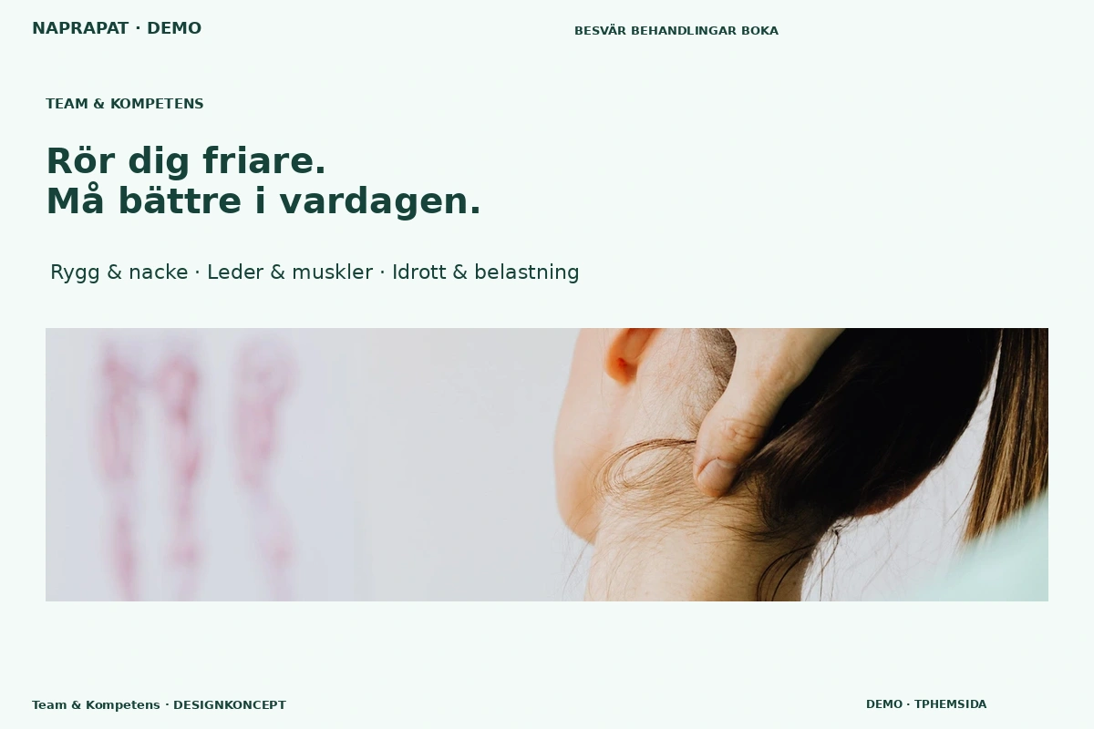 Team & Kompetens – relaterat designförslag för naprapat
