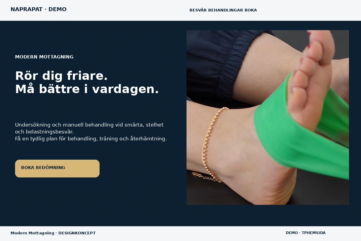 Modern Mottagning – relaterat designförslag för naprapat