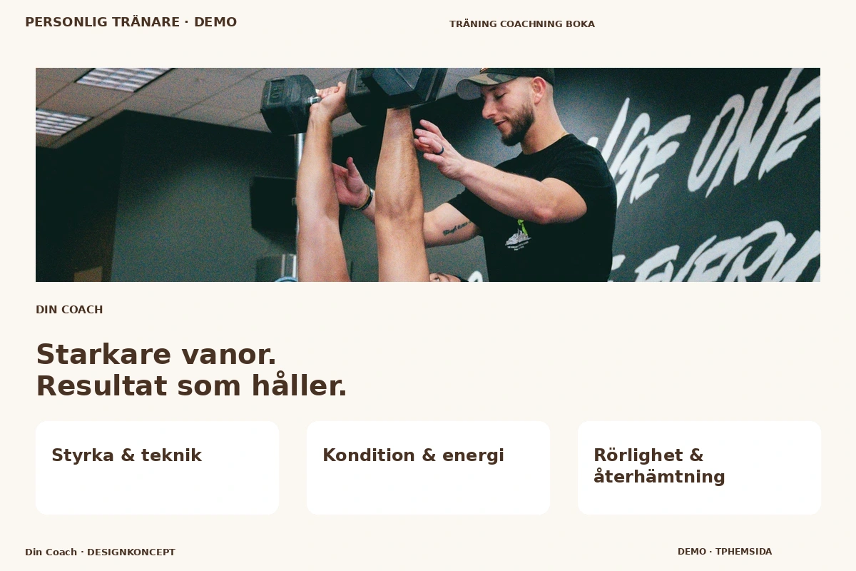 Din Coach – relaterat designförslag för personlig tränare