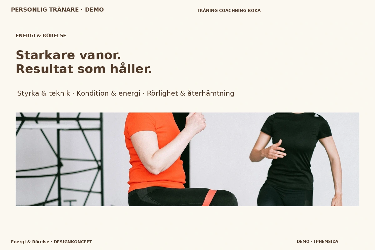 Energi & Rörelse – relaterat designförslag för personlig tränare