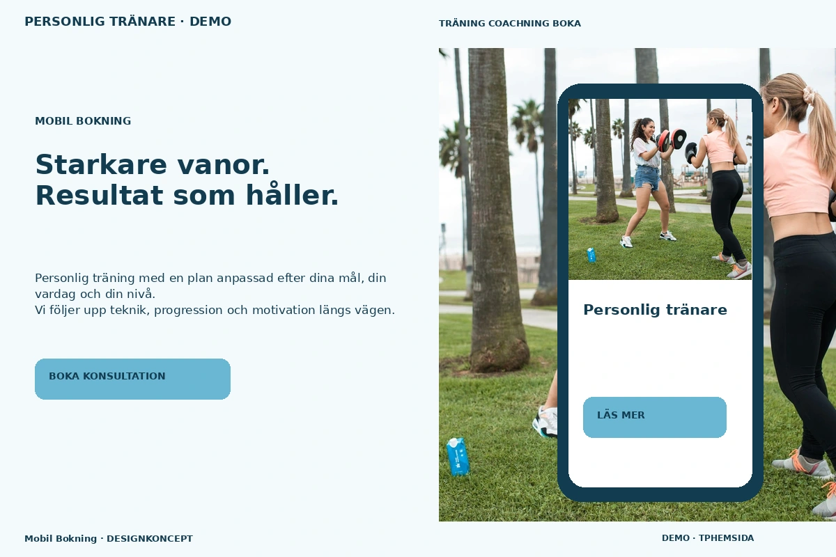 Mobil Bokning – relaterat designförslag för personlig tränare