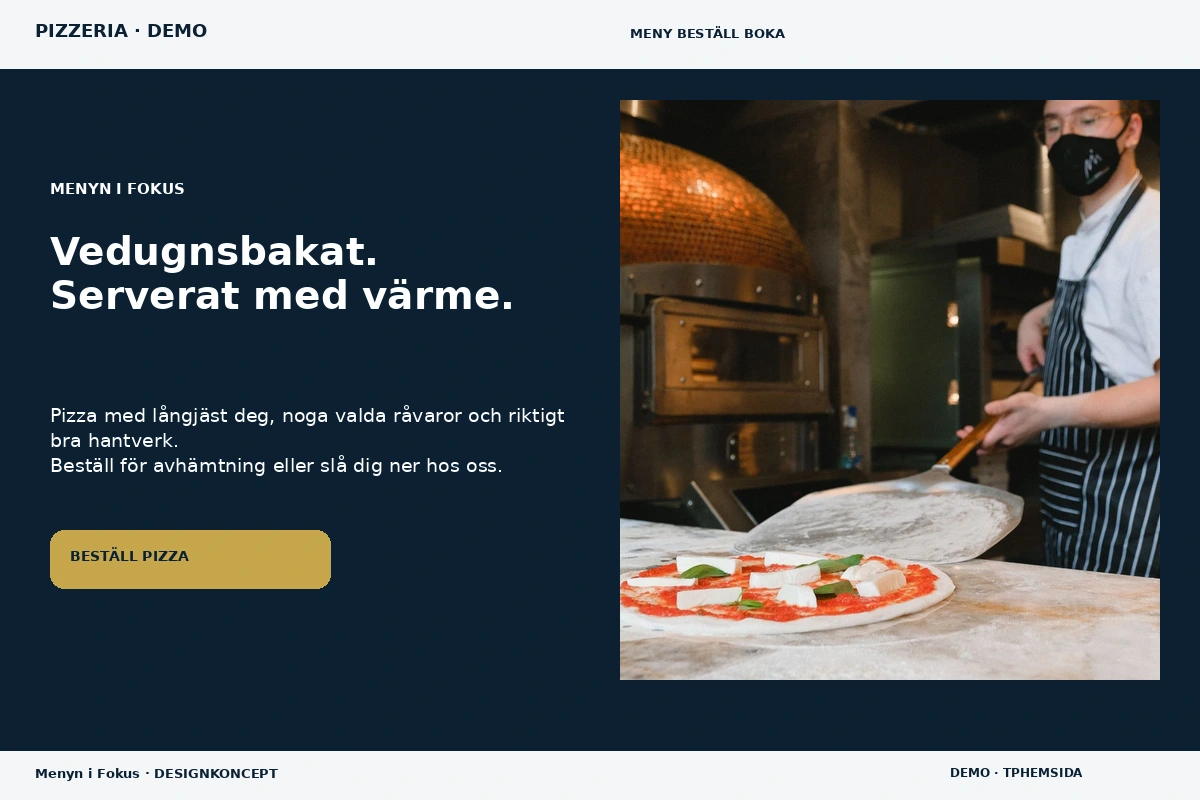 Menyn i Fokus – designförslag för pizzeria
