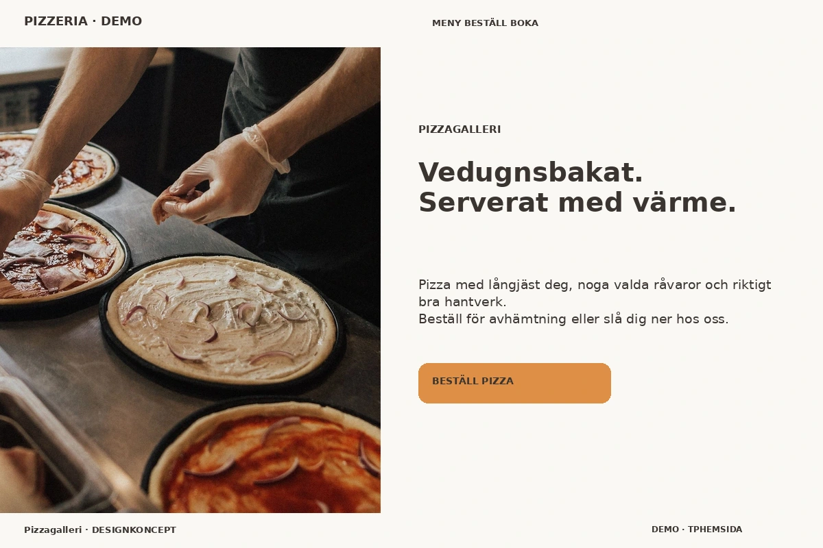 Pizzagalleri – relaterat designförslag för pizzeria