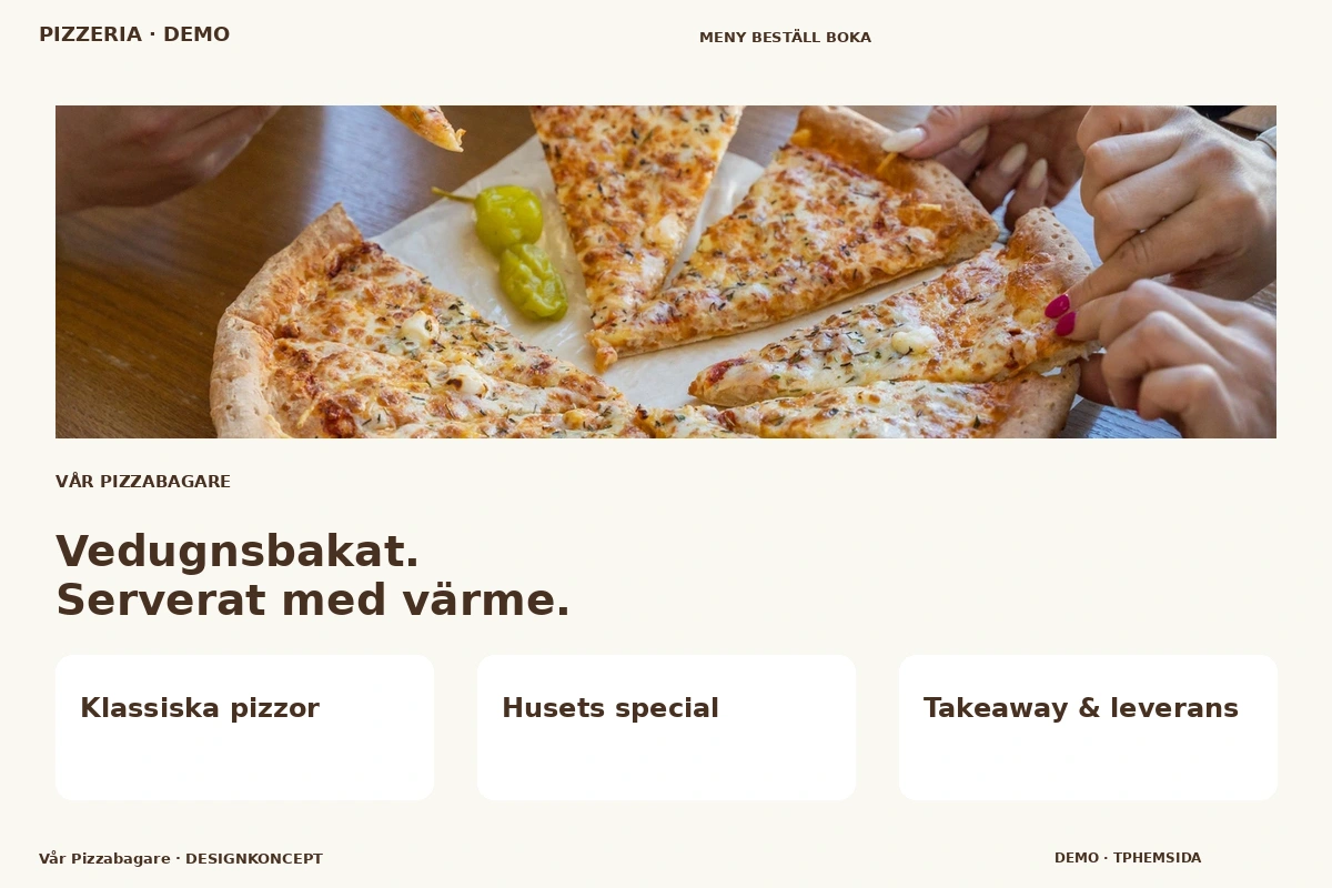 Vår Pizzabagare – relaterat designförslag för pizzeria