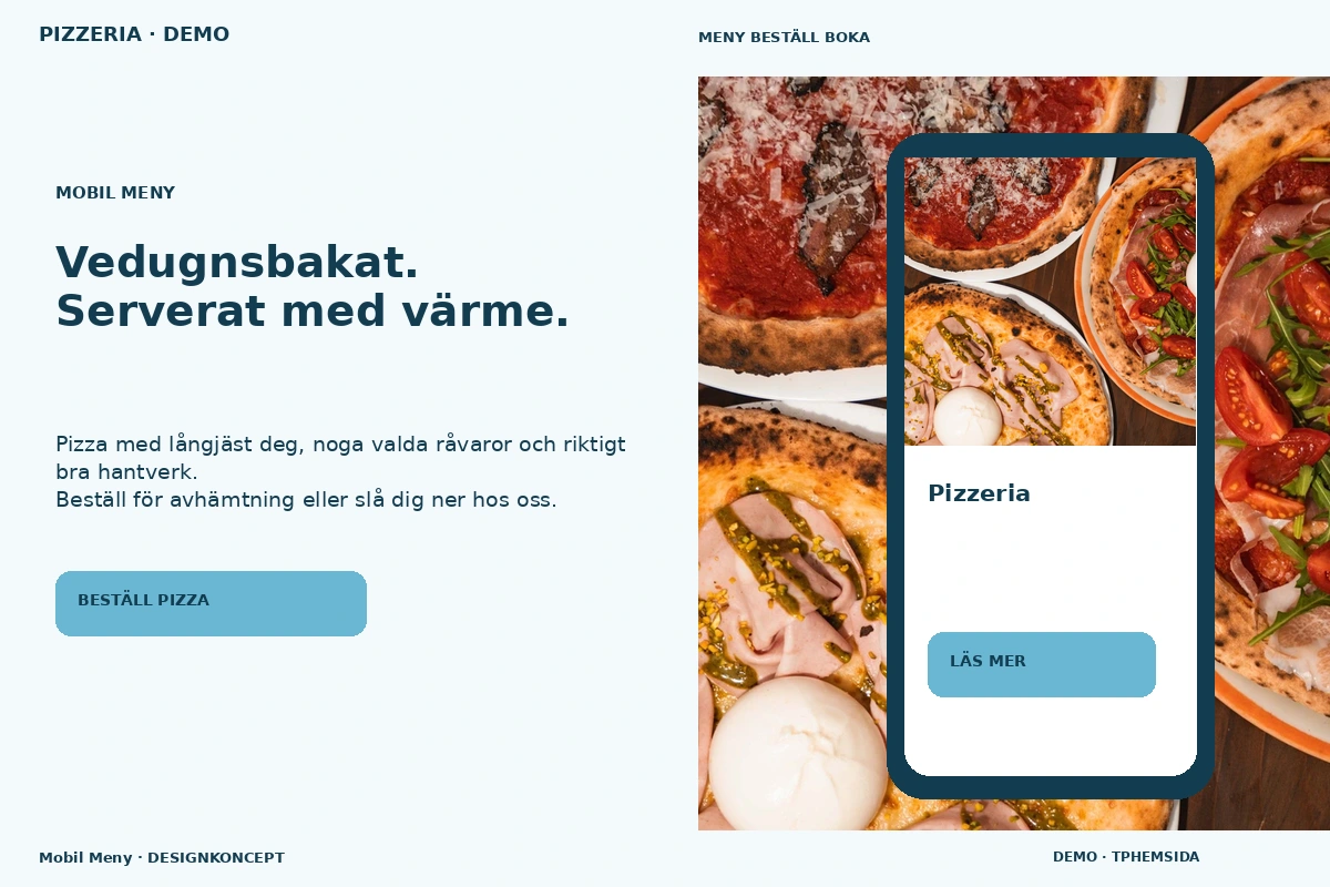 Mobil Meny – designförslag för pizzeria