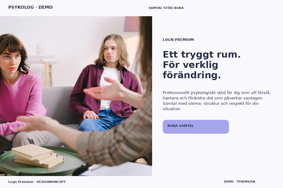 Lugn Premium – designförslag för psykolog