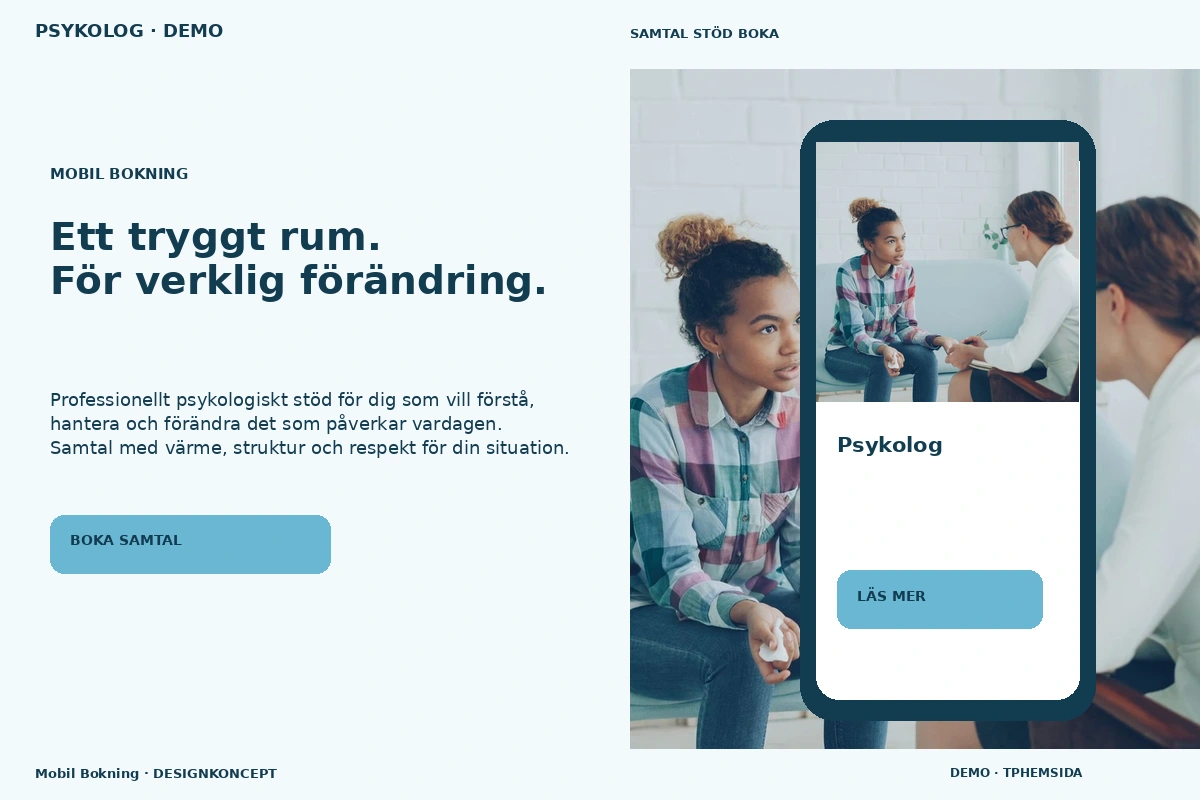 Mobil Bokning – designförslag för psykolog