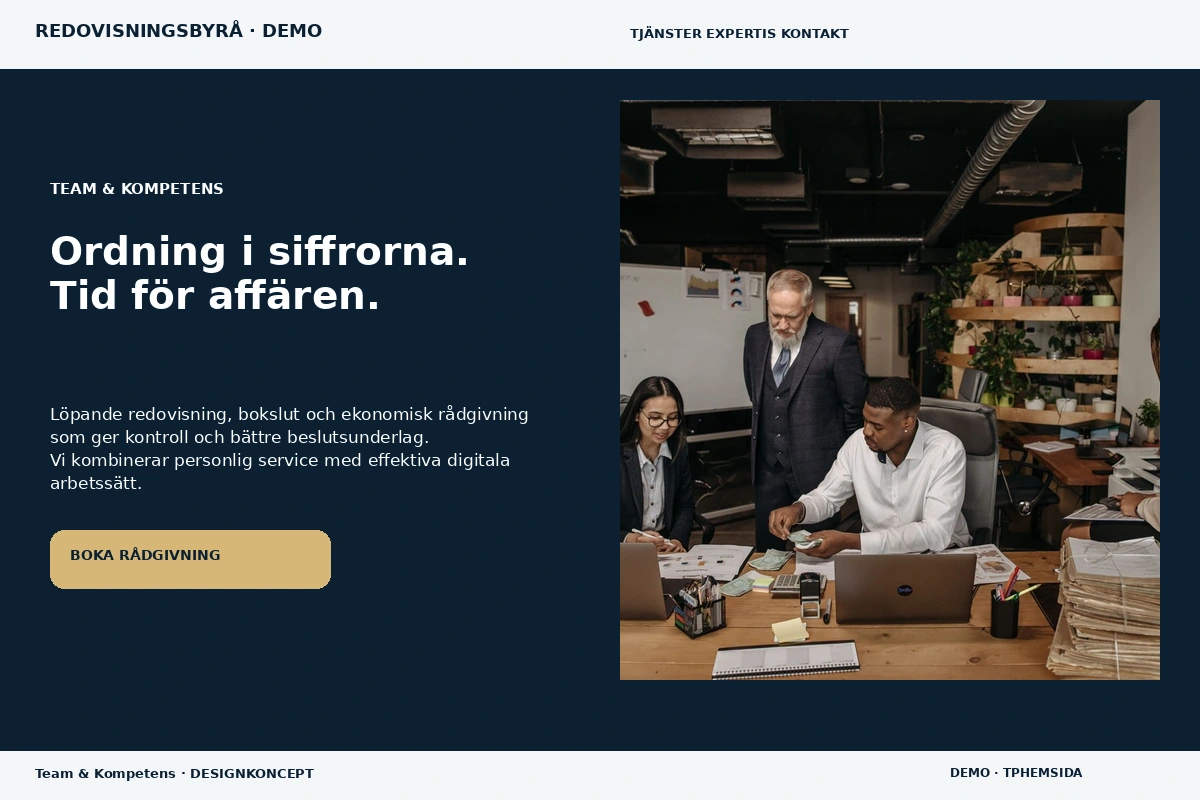Team & Kompetens – designförslag för redovisningsbyrå