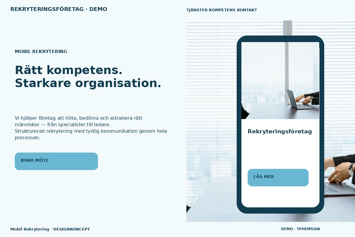 Mobil Rekrytering – relaterat designförslag för rekryteringsföretag