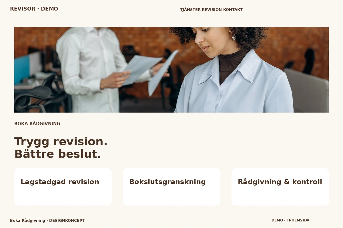 Boka Rådgivning – designförslag för revisor