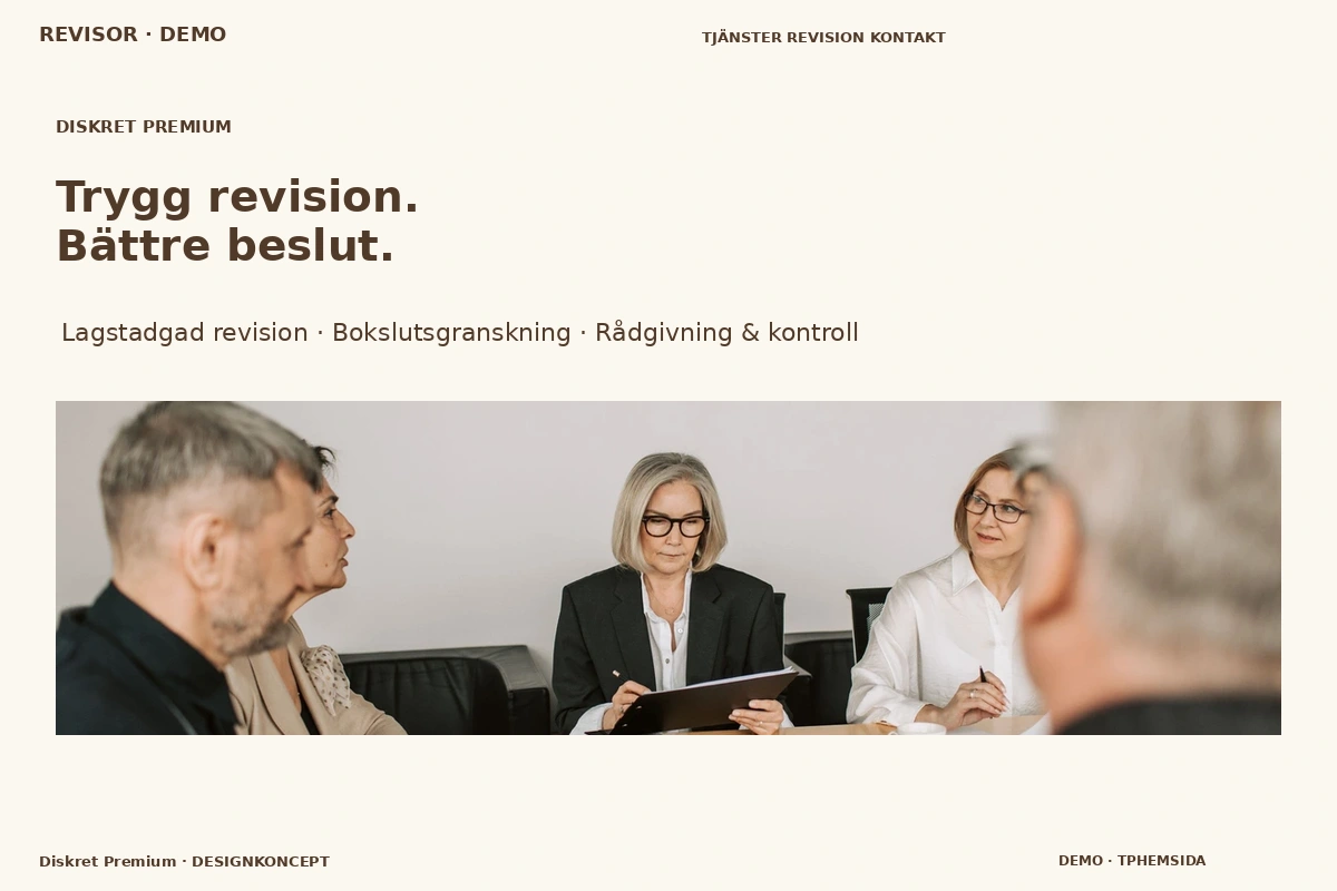 Diskret Premium – relaterat designförslag för revisor