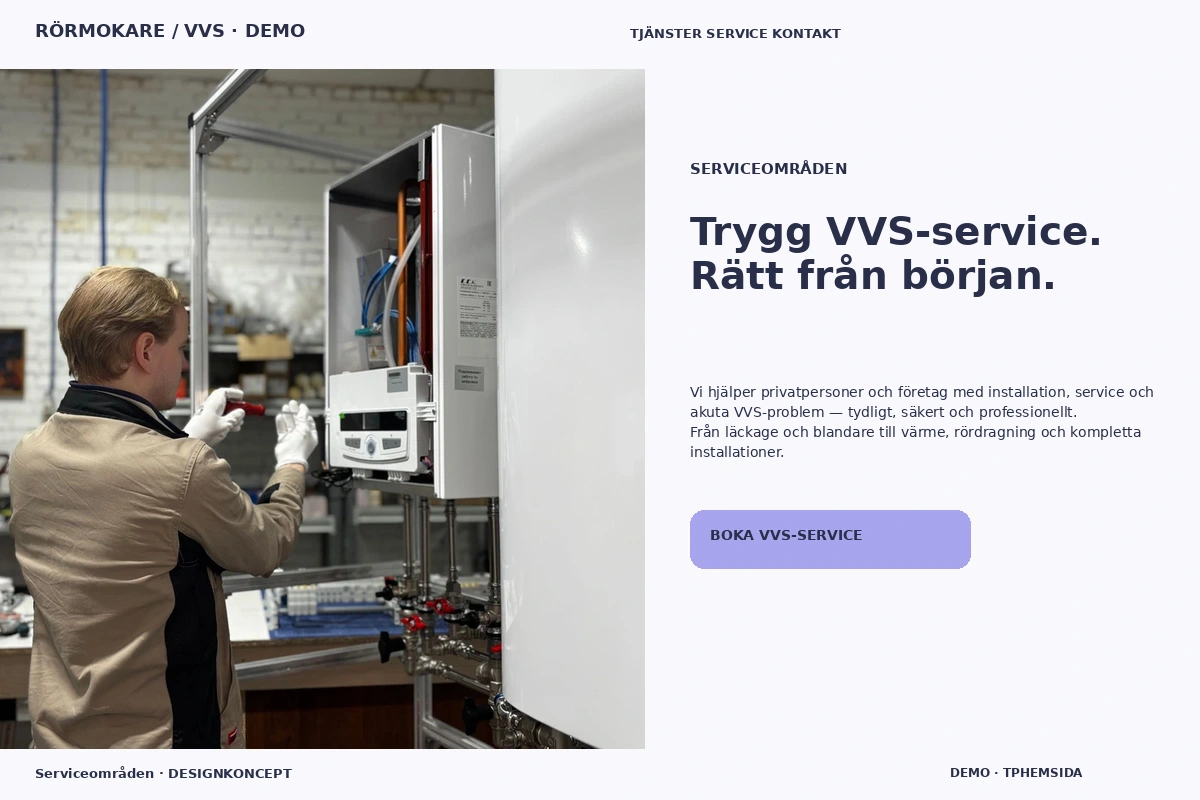 Serviceområden – designförslag för rörmokare / vvs