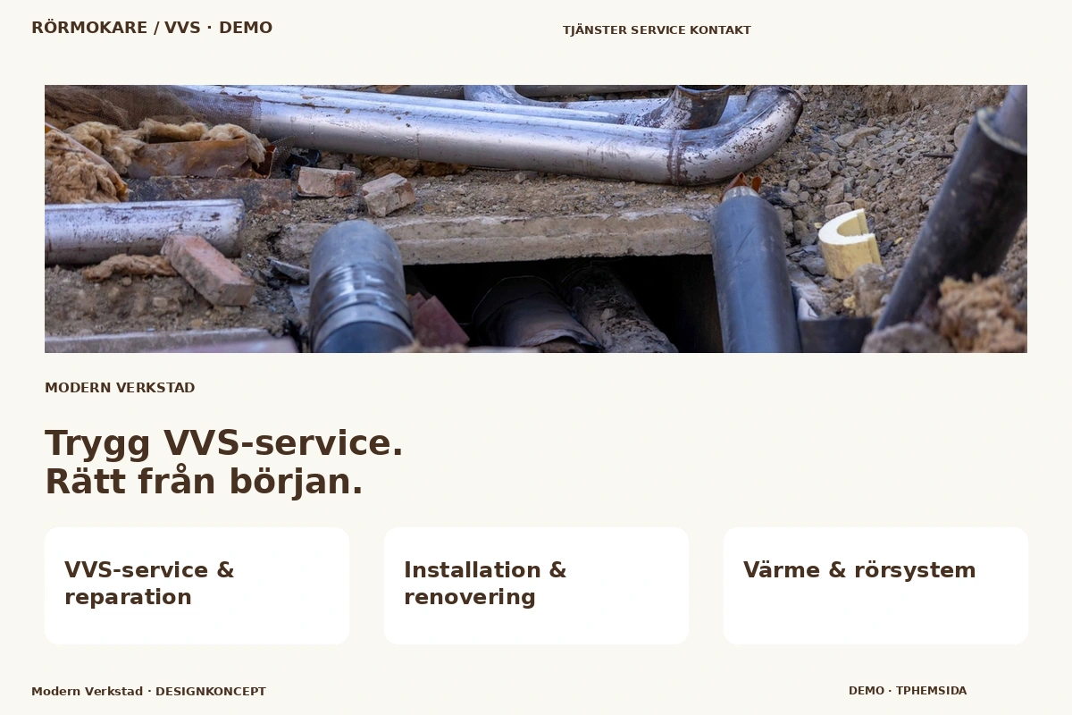Modern Verkstad – designförslag för rörmokare / vvs