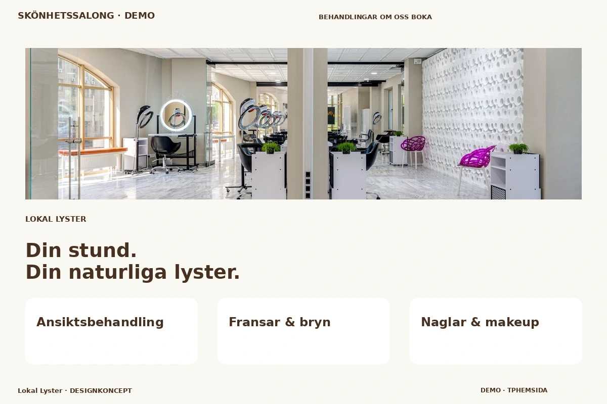 Lokal Lyster – designförslag för skönhetssalong