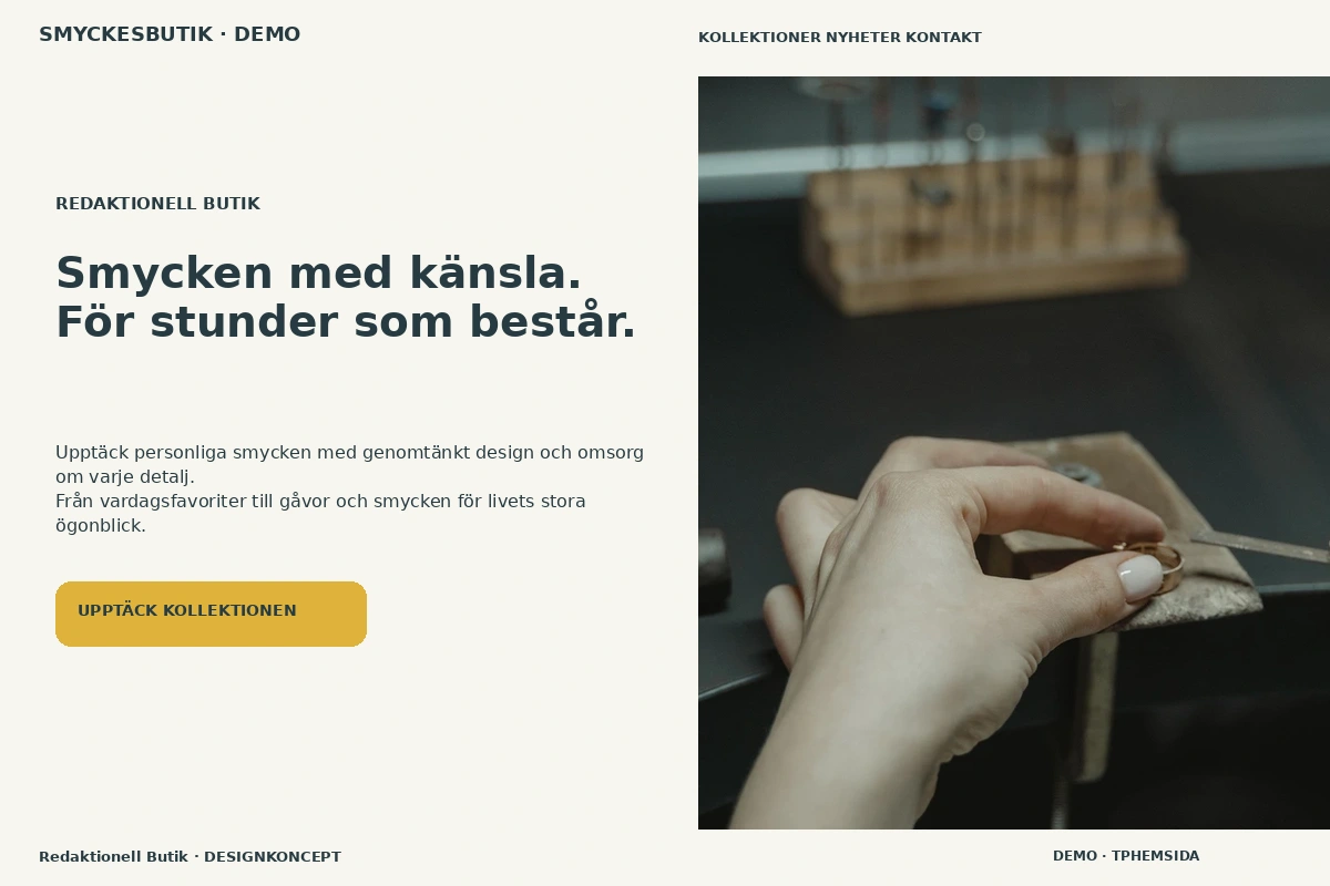 Redaktionell Butik – relaterat designförslag för smyckesbutik