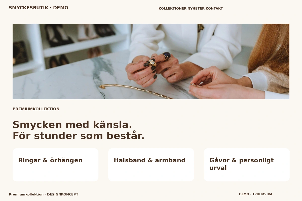 Premiumkollektion – relaterat designförslag för smyckesbutik