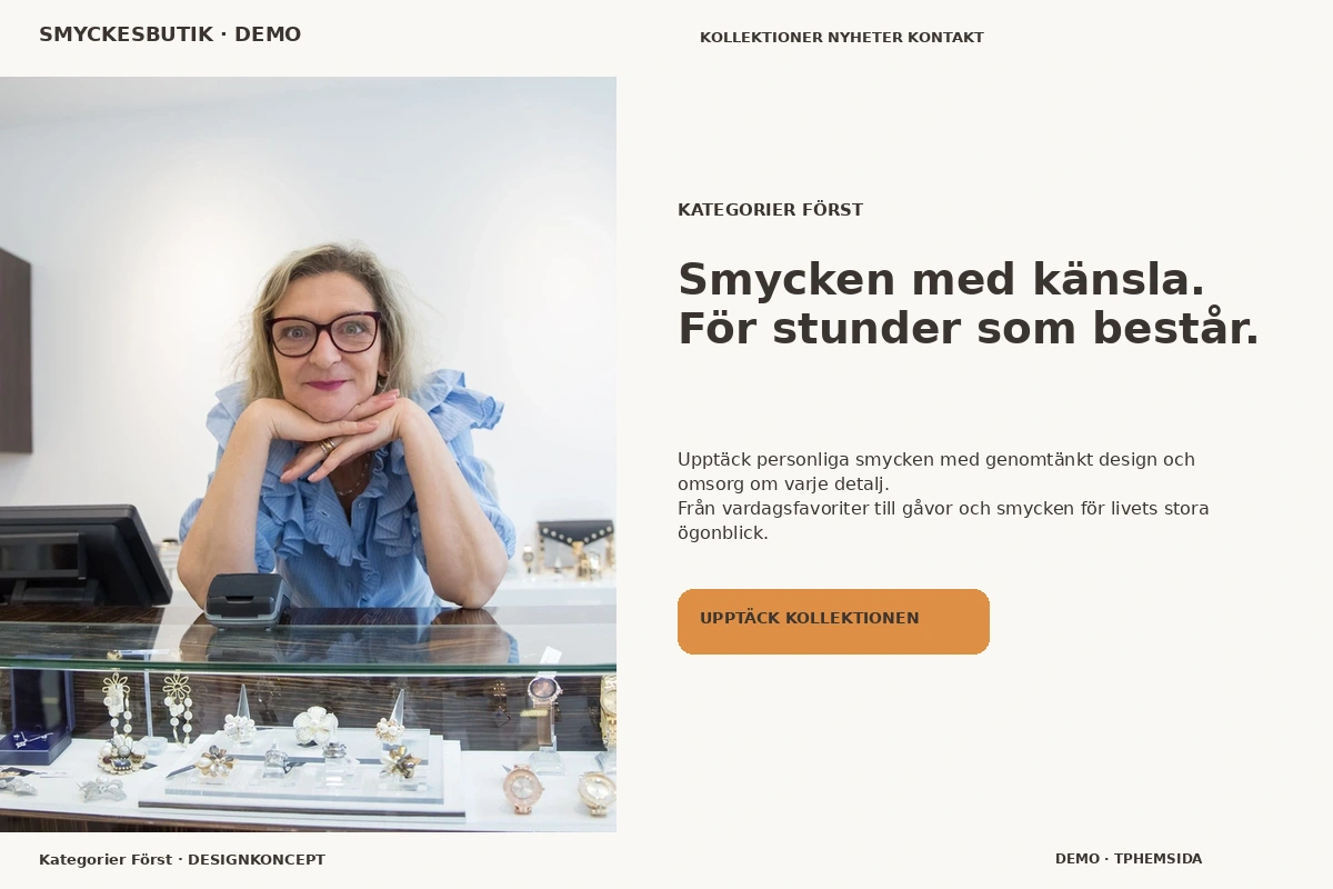 Kategorier Först – relaterat designförslag för smyckesbutik