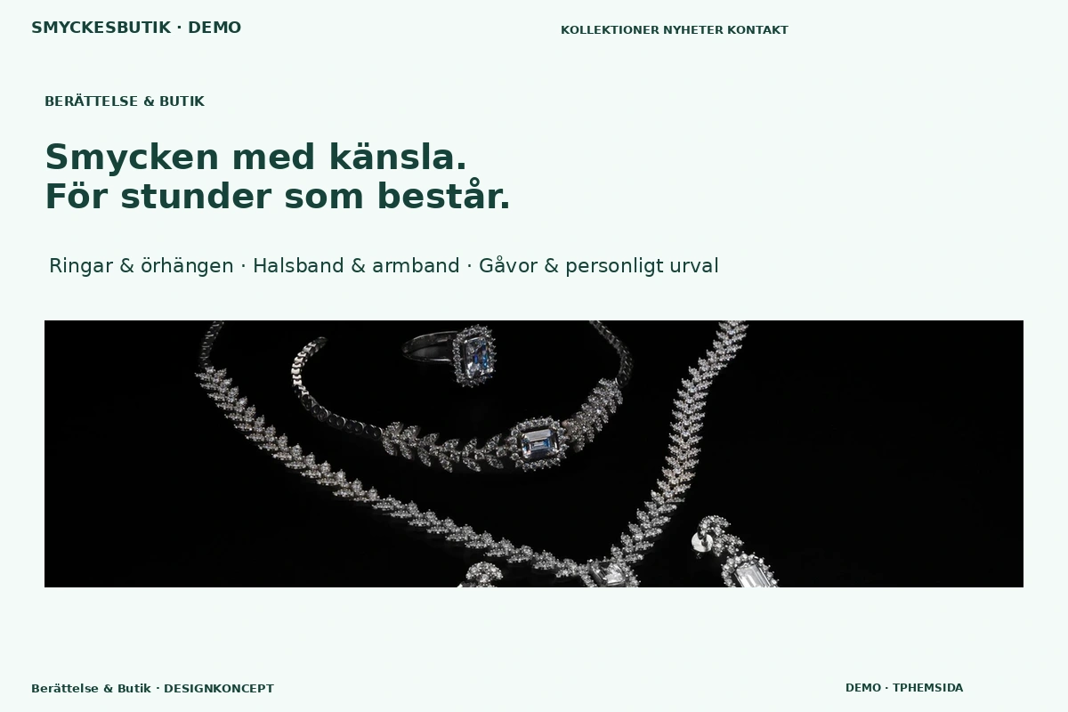 Berättelse & Butik – designförslag för smyckesbutik