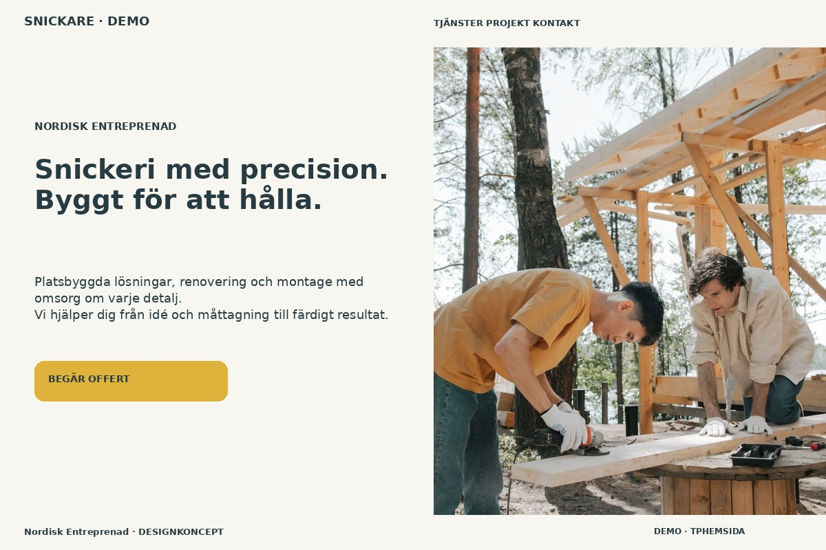 Nordisk Entreprenad – designförslag för snickare