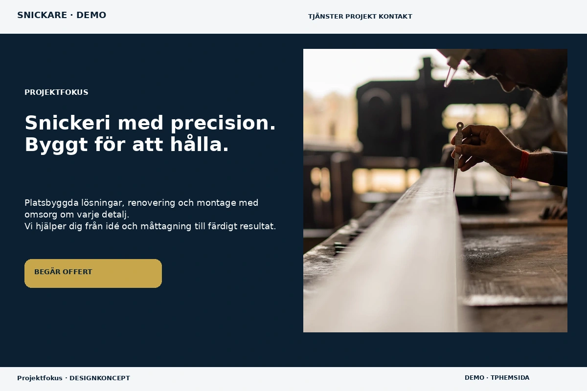 Projektfokus – relaterat designförslag för snickare