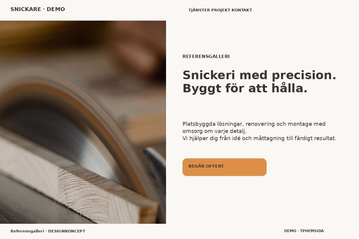 Referensgalleri – relaterat designförslag för snickare