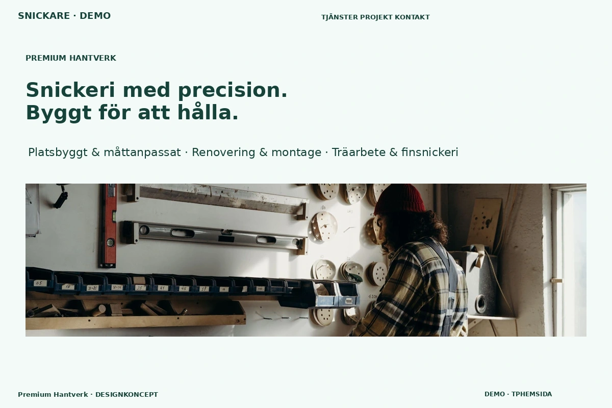 Premium Hantverk – relaterat designförslag för snickare