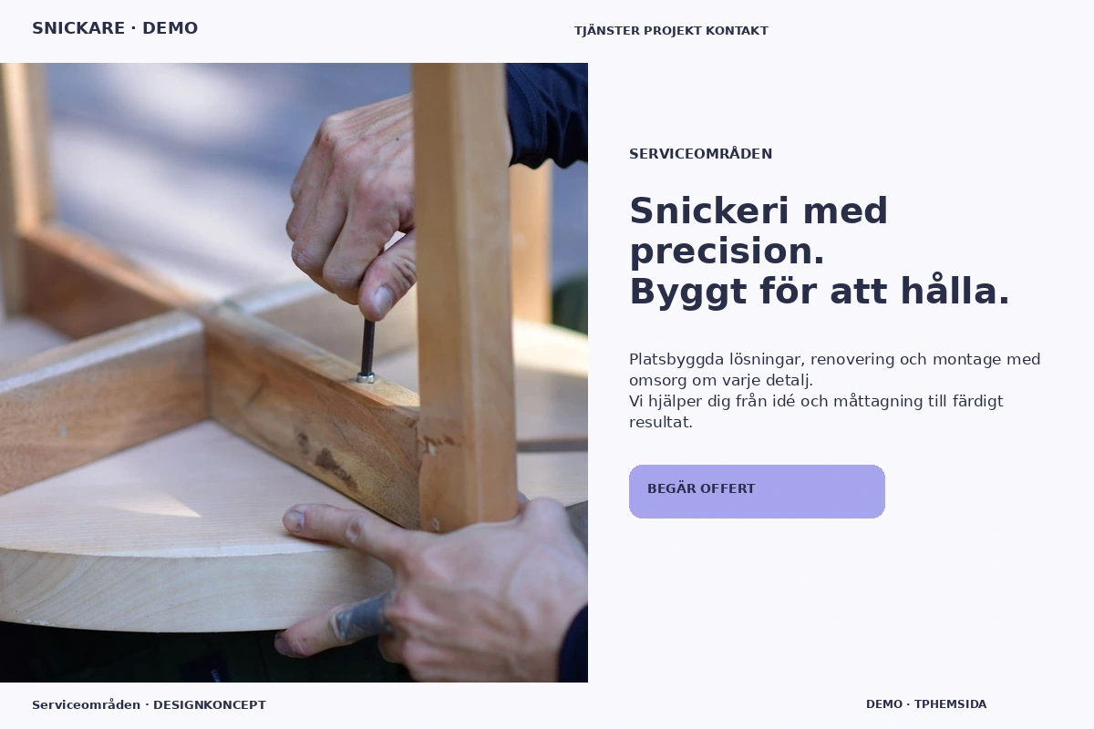 Serviceområden – relaterat designförslag för snickare